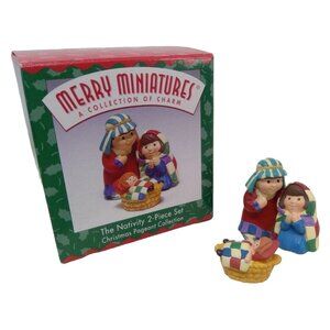 Merry Miniatures Christmas Pageant Nativity 2-Piece Set Joseph Mary Baby Jesus